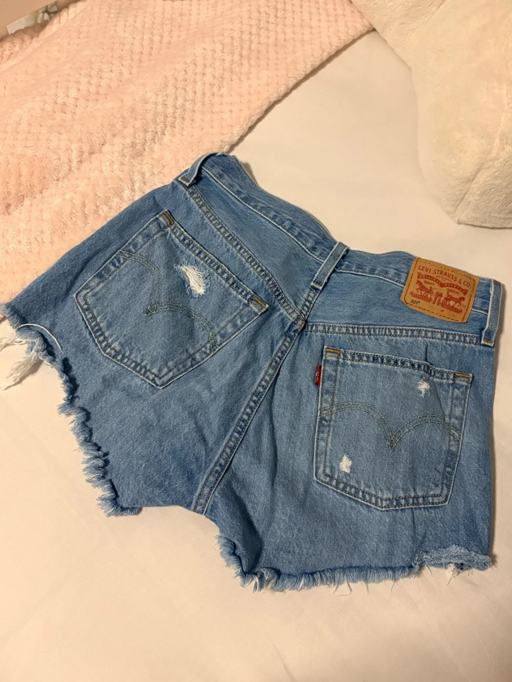 Levi's Light Blue Distressed Denim Cutoff Shorts